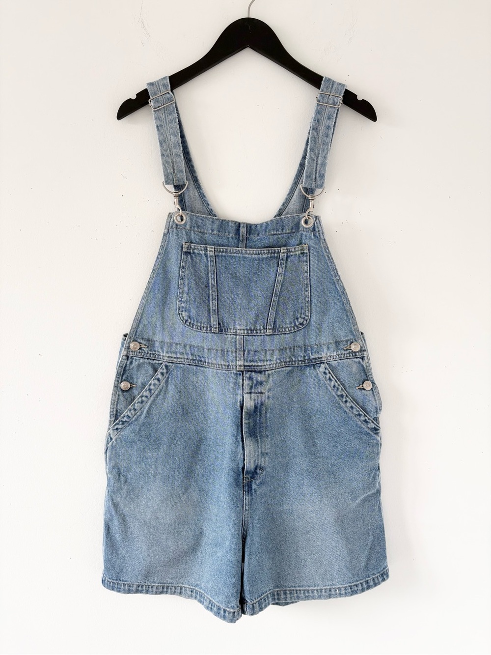 90's Vintage Denim Short Overalls with Lobster Clasp